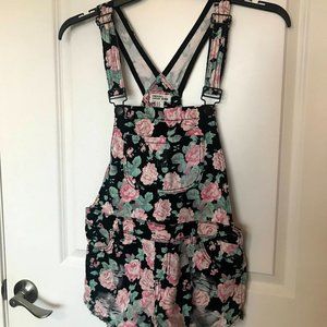 Forever 21 Black and Floral Overalls
